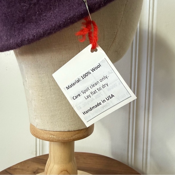 Plum Floral Accent Wool Cloche Hat New with Tags - Picture 6 of 7